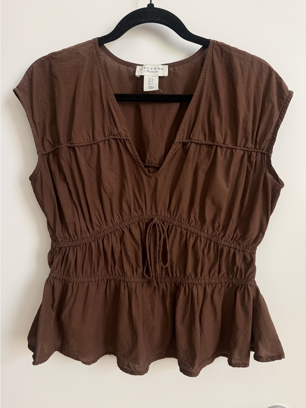 Calypso St. Barth Athena Blouse Brown Small